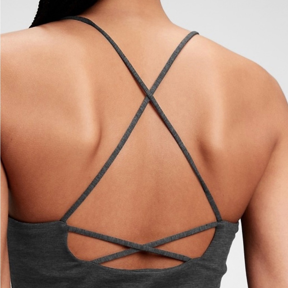 GapFit Brushed Tech Jersey Strappy Back Tank Top Size S Petite - Picture 3 of 8